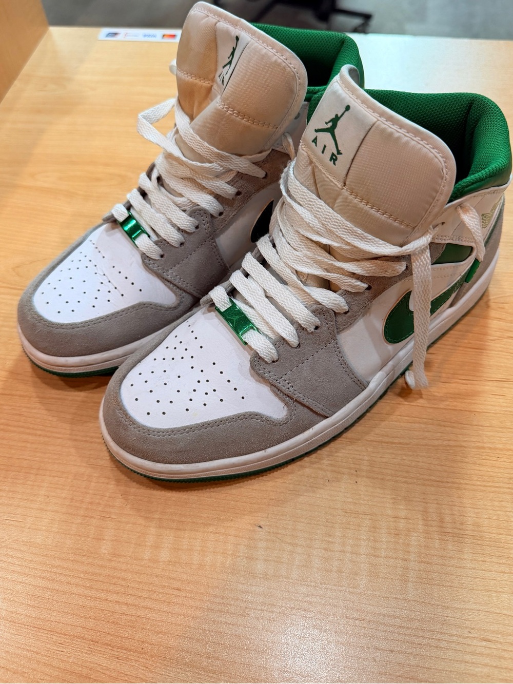 Nike Air Jordan 1 Mid - White, Gray & Green